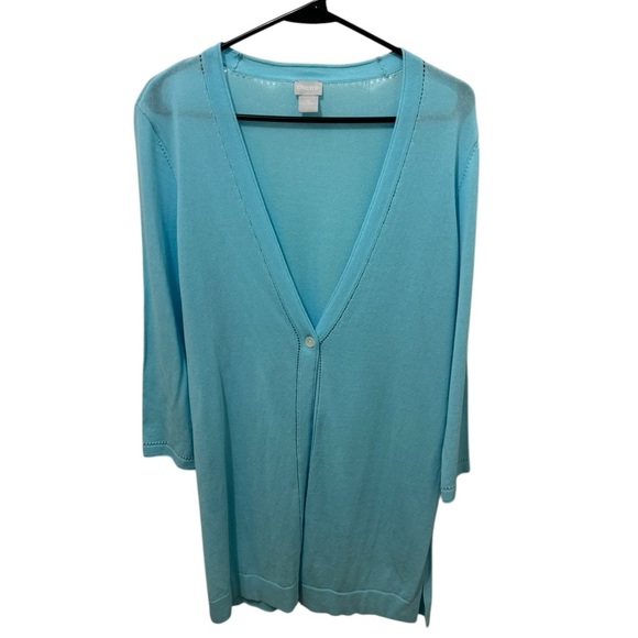 Chico's Blue Lightweight One Button Cardigan Size Small - Picture 1 of 4